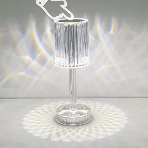 XVZ Lampada da Tavolo di Cristallo, Lampada da Comodino Ricaricabile Senza Fili, Luce Notturna LED Touch Dimmerabile per Soggiorno, Cucina, Camera da Letto, Bar, Hotel