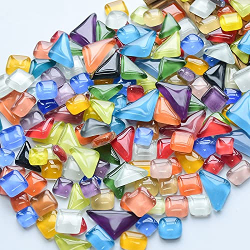 500g unregelmäßige Glasmosaikfliesen zum Basteln, winzige zufällige Farbe, kreative Herstellung für Heimdekoration, Vasen, Tassen, Bilderrahmen, Blumentöpfe(Farbe mischen)