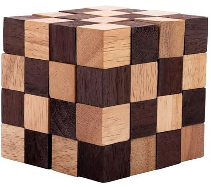 Engelhart – 350170- Anaconda Holz-Denkspiel Experten-Schwierigkeitsgrad für Erwachsene – 1 Teil – Lösung im Spiel – 8 cm Seitenlänge