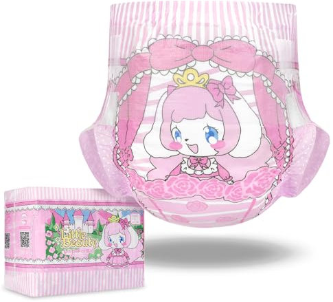 LittleForBig 5500-5800 ml Adjustable Hook-and-Loop Fastener Closure Adult Printed Cloth Back Diaper 10 Pieces - Little Beauty (L)