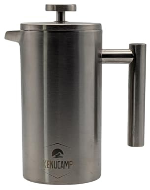 Kenucamp® French Press 800ml – Isolierende Edelstahl Kaffeepresse (Silber), Doppelwandig & Langlebig, Thermo Kaffeebereiter für 2–3 Tassen – Ideal für Zuhause, Büro, Camping & Reisen