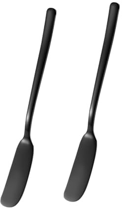 MOLUCKFU Cortador de Queso y Untador de Acero Inoxidable Negro, 2 Piezas, Herramientas de Cocina Versátiles para Restaurantes y Catering