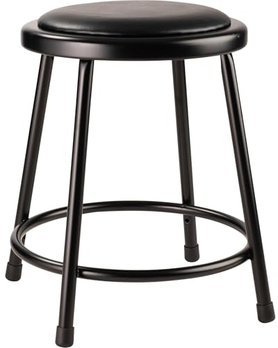 National Public Seating6418-10 NPS 18 Heavy Duty Vinyl Padded Steel Stool, Black