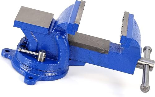 Morsa da Banco Girevole 125 mm con Incudine | Base Rotante 360° in Ghisa e Acciaio | Ganasce Intercambiabili | Morsa Professionale da Officina per Metallo, Legno, Fai da Te