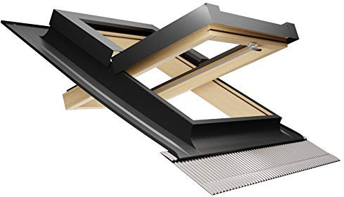 Emica - Finestra da tetto apertura Bilico in Alluminio | Linea Habitat con Vetrata basso emissivo Certificata CE | Interno Legno Abete Lamellare Prima Scelta | Apertura a 140° (45x98 Base x Altezza)