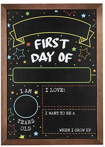 First Day Last Day of School Chalkboard - Sign with Frame - 14 x 10