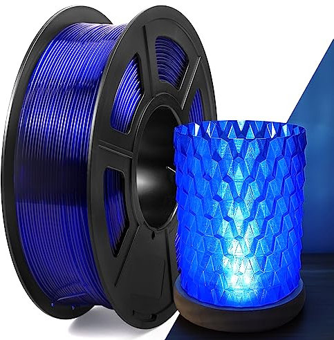 IEMAI PETG Filament 1.75mm, Transparent PETG Blau 1Kg, High Speed 3D Drucker Filament, Maßgenauigkeit +/- 0,02 mm, Geeignet für den Druck von Lampenschirmen Dekorationen