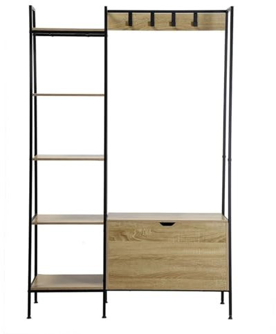 Casâme Armario Abierto 5 Estantes con Baúl Zapatero Y Colgadores