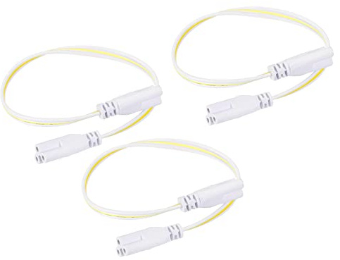 sourcing map Lampe Connexion Fil pour T4 T5 T8 LED Tube, 30cm 3 Broche Double Terminal Lumiere Liaison Cordons Rallonge Câble Paquet de 3