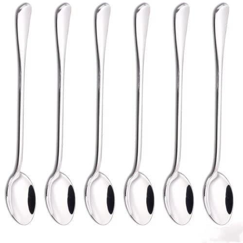 Set di cucchiai per latte macchiato, 12 pezzi, cucchiaio lungo 19,5 cm, manico lungo, in acciaio , ideale per caffè freddo, tè freddo, gelato