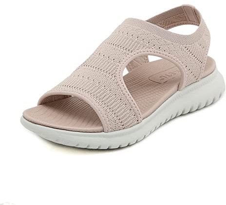 Acfoda Sandalias de Mujer Moda Verano cómodas con Soporte ortopédico Sandalias Elegantes Informales Suaves y livianos Rosa 39