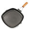 Rumplex Poêle Grill 24 cm Revêtement Antiadhésif Acier au Carbone Compatible Cuisinières électriques à gaz et céramiques Poignée Rabattable en bois Cuisson Saine Saisie Parfaite