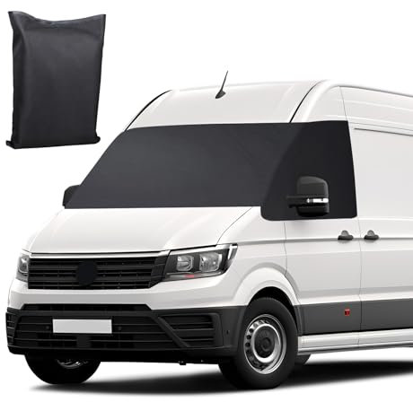 Opaltool Cubierta de Parabrisas Delantero para 2018-2025 VW Crafter, 600D Parabrisas Delantero Cubierta Parasol para Protege de Hielo Nieve UV Lluvia Viento, Funda de Parabrisa Delantero