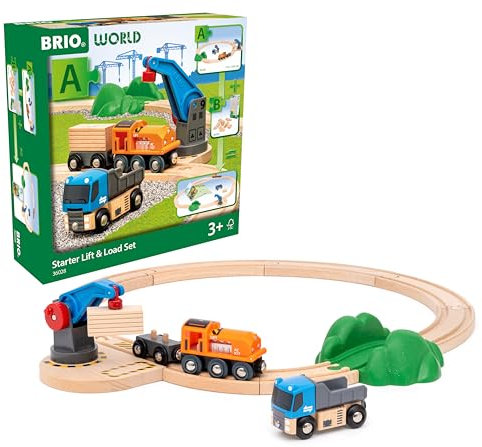 Brio World - Starter Set Solleva e Carica | Pista In Legno Per Bambini | Treno Brio Bambini 3 Anni O Più | Idee Regalo | Regalo 3 Anni