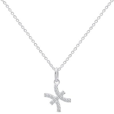 Amberta Signo del Zodiaco Piscis Collar para Mujer en Plata de Ley 925 Con Circonitas - Collar Zodiacal