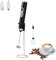 HYTTER Draagbare elektrische melkopschuimer met 2 koppen, schuimmixer met USB oplaadbaar 3 snelheden, schuimmixer voor latte, cappuccino, warme chocolademelk, ei (zwart met houder)
