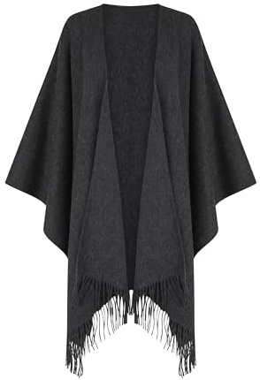 Shepherds Land Poncho Cabo Ruana 100% Lana de Cordero, Gris Oscuro