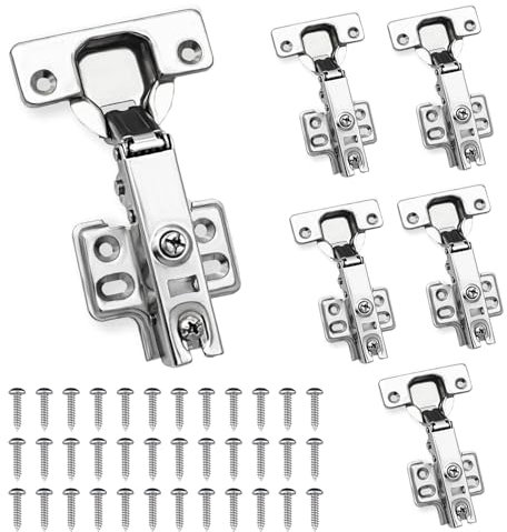 JVHLOV 6 Stück Scharniere für Schranktüren, 110 Grad Topfscharnier mit Softclose-Dämpfungsfunktion, Schrankscharniere für Küchenschrank, Schrank Scharniere, inklusive Schrauben