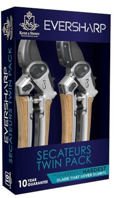 Kent & Stowe 70109175 Eversharp Secateurs Twin Pack/Gift Set, Containing Ash-Handled All-Purpose & Hard-Anvil Secateurs, Perfect for Pruning Green & Hard Wood