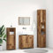 Myheimly 4-TLG. Badmöbel-Set Spiegel Unterschrank Badschrank Midi Schrank Hochschrank Badezimmermöbel Waschbeckenunterschrank Altholz-Optik Holzwerkstoff