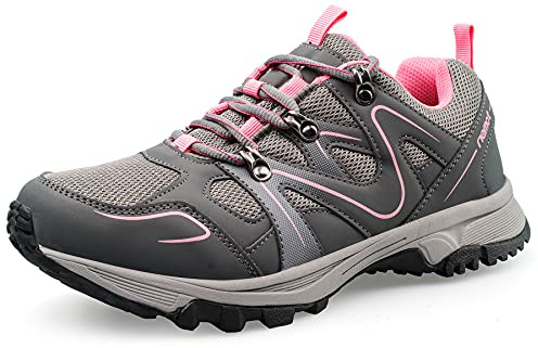 riemot Scarpe da Trekking Donna Impermeabili Leggere Traspiranti con Suola Antiscivolo per Escursionismo Montagna, Camminate Outdoor e attività Sportive, Grigio, EU 39
