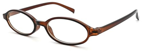 Onrtry Retro Oval Blue Light Glasses for Women 90s Small Face Eyeglasses Fake Nerd Cosplay Eyewear(Dark Brown)