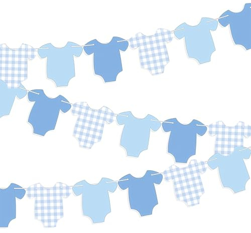 AstraGlam 2 Pezzi di Ghirlanda per Baby Shower a Forma di Tutina - Decorazioni per Baby Party per Bambini e Bambine - Striscione Blu per rivelazione del Genere, Compleanno, Set di Decorazioni in