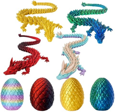 JcvPot Set di 8 uova di drago 3D con 4 diversi draghi, 7+16 cm, per bambini e collezionisti, giocattolo creativo, decorazione per casa e ufficio