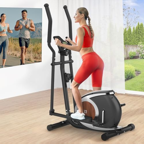 Neezee Crosstrainer, Ultraleiser Crosstrainer für zu Hause mit Bluetooth Fitness APP, 16 einstellbaren Widerstandsstufen, 6KG Schwungrad, LCD Monitor, Geräte- und Flaschenhalter, Bis 120KG (Schwarz)