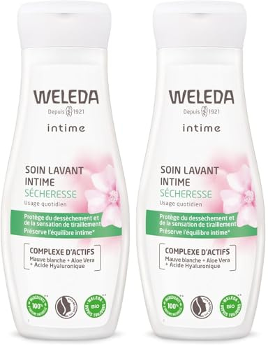 WELEDA - Soin lavant Intime Sécheresse - Texture crème apaisante - Protège du déssèchement et de la sensation de tiraillement - NATRUE* - Vegan*** - 200 ml (Lot de 2)