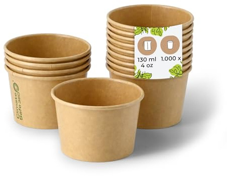 BIOZOYG 1000 Pezzi Coppa gelato di cartone 75 ml marrone - coppette usa e getta senza plastica e riciclabile - coppette dessert bicchieri carta