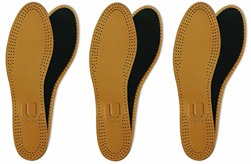 Lenzen 3 Paia di Solette in Pelle con Corbone Attivo I Suole di Ricambio con Filtro Assorbi-Odori (43)