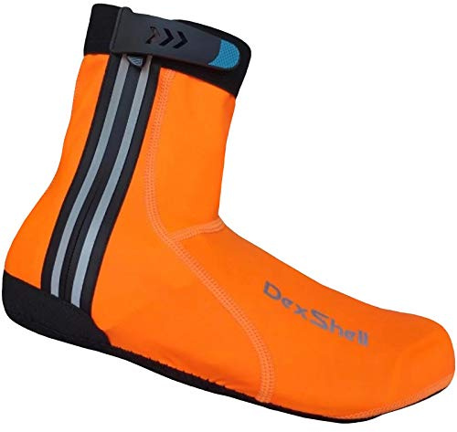 DexShell Road Bike Cycling Gravel-Biking Overshoes Waterproof Windproof Spring Autumn Seasons Ride Shoe-Covers for Men and Women, Lightweight Blaze Orange, Unisex Medium