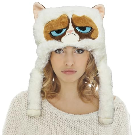 Chaks - Grumpy Cat Tiermütze aus Plüsch mit Pfoten