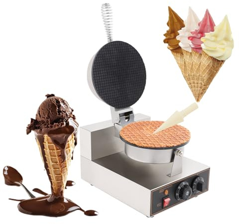 Electric Ice Cream Cone Waffle Maker Machine 1200W Stainless Steel Nonstick Surface for Commercial Home Use (Electric Ice Cream Cone Waffle Maker Machine)