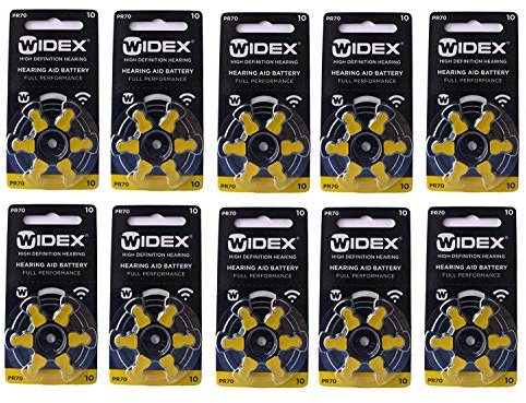 Batería para audífonos tamaño 10 (PR70) (10 paquetes = 60 baterías)
