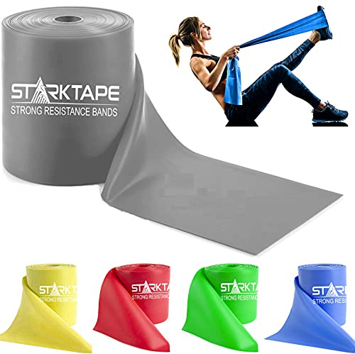 Starktape Bandas de Resistencia sin látex, Rollo Profesional de 16 Yardas. Banda elástica de Fisioterapia para Ejercicio físico para la Parte Superior e Inferior del Cuerpo, Pilates, rehabilitación,