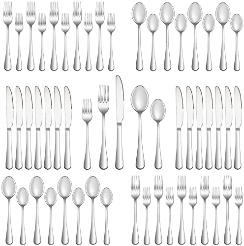 40 Piece Silverware Set Service for 8,Premium Stainless Steel Flatware Set,Mirror Polished Cutlery Utensil Set,Durable Home Kitchen Eating Tableware Set,Include Fork Knife Spoon Set,Dishwasher Safe