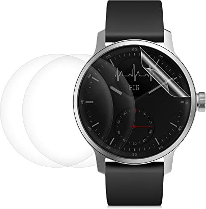 kwmobile Skärmskydd kompatibla med Withings Scanwatch 42 mm – set med 3 x genomskinliga TPU-filmer – genomskinlig