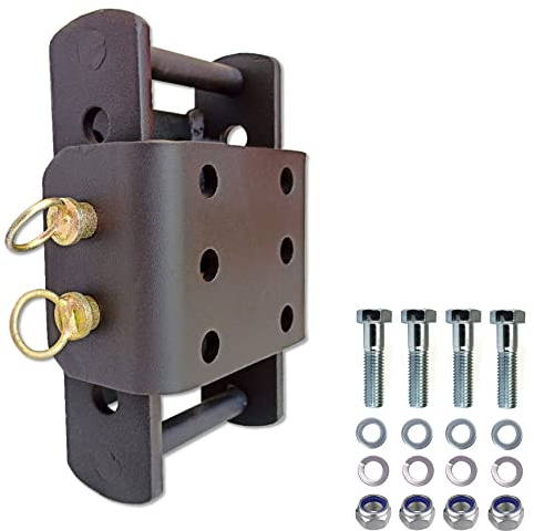 XIMPLIO Attelage universel réglable en hauteur – Réglage de la hauteur de boule avec systčme de changement AHK-Bock (pour 2 trous 90 mm AHK, noir, 3 x 45 mm)