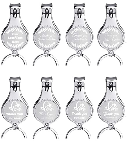 20Pcs Personalized Nail Clipper Bottle Opener with Logo Text for Men Women, Wedding Favors for Guests Bulk,Engraved 4 in 1 Multi Function Bottle Opener Party Holiday Father's Day Graduation Favors