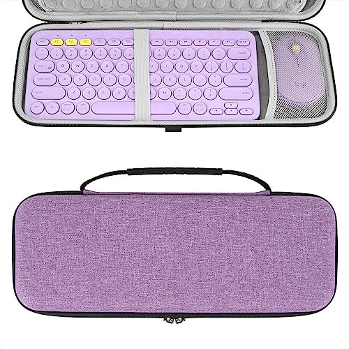 GEEKRIA K380 Keyboard + M350 Mouse Combo Carrying Case, EVA Hard Shell Protective Bag, Compatible with Logitech Pebble 2 Combo, Logitech K380s + M350s (Lavender)