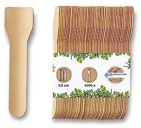 BIOZOYG porcionador para helado ecológico I 4000 palitos de helado de papel marrón I cucharas de postre de helado biodegradables I cuchara de papel desechable I cucharas de helado sostenibles