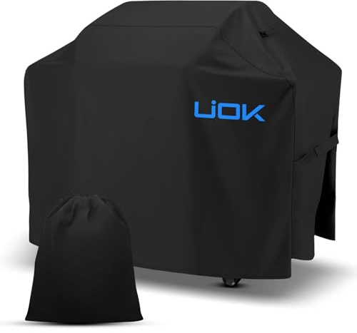 UIOK Funda Barbacoa Exterior Impermeable, Cubierta de Barbacoa 420D Oxford Funda para Barbacoa, Funda Protectora para Barbacoa Anti Viento Lonas Impermeables Exterior BBQ Cover (110 * 76 * 66CM)