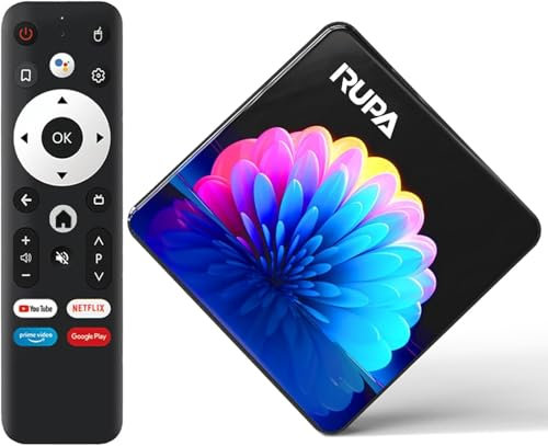 RUPA Android TV Box, 2025 Latest Android TV Box Android 13.0 4GB RAM 64GB ROM Support 2.4G/5.8G WiFi BT 4.0 USB 3.0 1000M Ethernet 3D 8K 6K 4K HD Smart Box