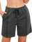 Crewhpo Womens Running Shorts High Waist Lounge Bottoms Summer Casual Sweat Shorts for Athletic Gym Workout Jogging Hiking Cycling Dark Grey
