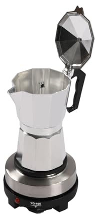 RjcdOPL Cafetière Électrique Italienne avec Base 500W, Pour 3 Tasses à Espresso, 5 Températures Réglables jusqu'à 200℃, Alliage d'aluminium, Arrêt Automatique (150ml)