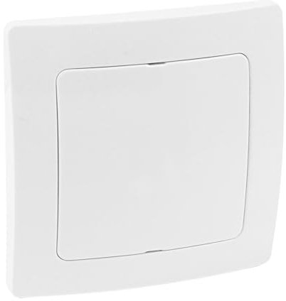 Base tapa ciega blanca con diseño minimalista, ideal para cubrir conexiones eléctricas y mantener un acabado limpio en superficies.