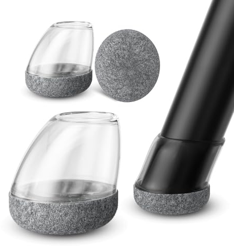 MAYZOLOP 16Pcs Chair Leg Floor Protectors for Hardwood Floors Anti-Scratch | Angled - compatible 15°-25° round leg. Reduce noise. Fits 15-21mm. Great as furniture pads and chair leg pads. transparent