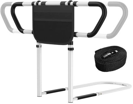 Ksconfy Bed Rails for Elderly Adults Safety - ASTM F3186-17 Certified 400lbs Capacity Adjustable Bed Assist Rail with Non-Slip Handles & Storage Bag, Fits Twin/Full/Queen/King Beds